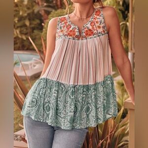 Savanna Jane Multicolor Embroidered Floral Paisley Blouse